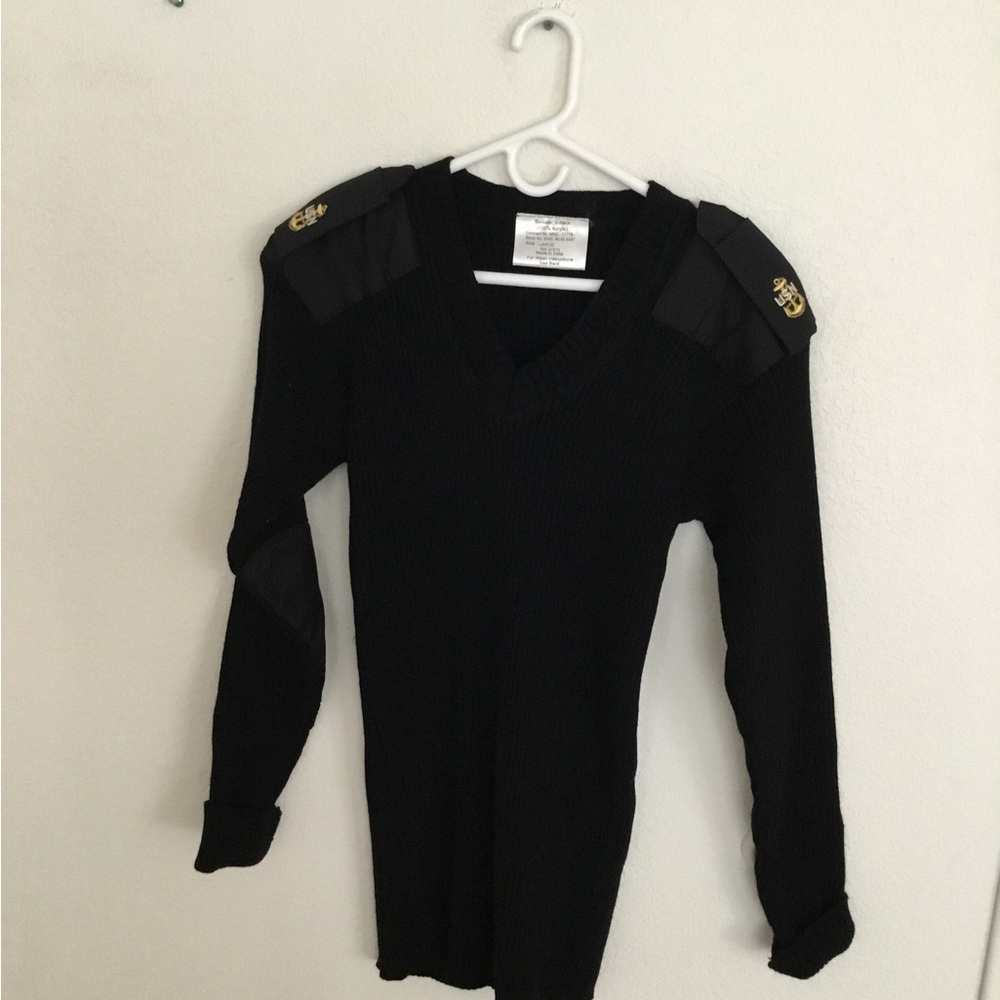 US navy black service sweater size large